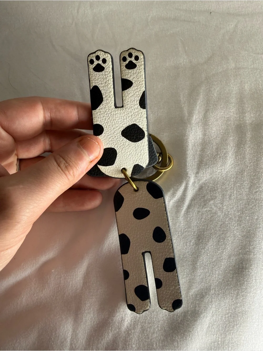 Fossil Dalmatian Dog Genuine Leather Keychain Key Fob Bag Charm